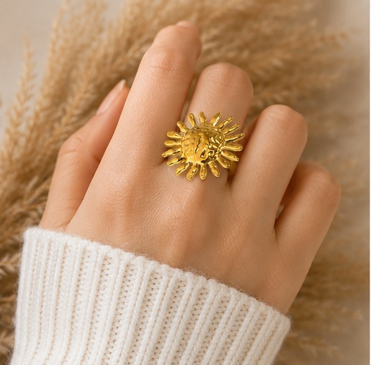 18K Gold Plated Sunburst Statement Ring