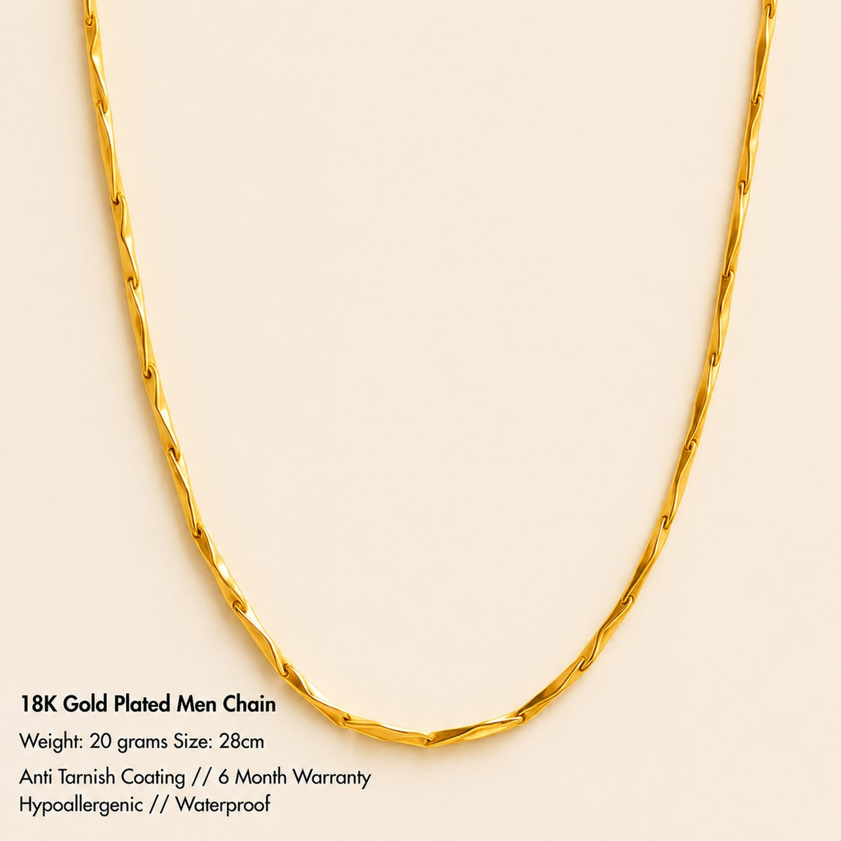 Just Rs 199  Men-18k Gold Plated Anti Tarnish Cuboids Link Chain
