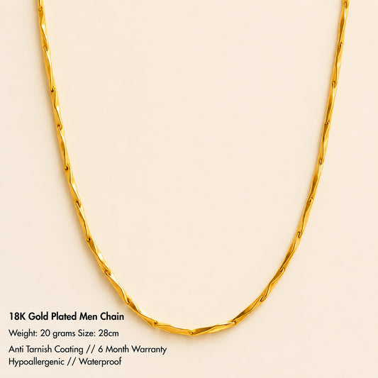 Just Rs 199  Men-18k Gold Plated Anti Tarnish Cuboids Link Chain
