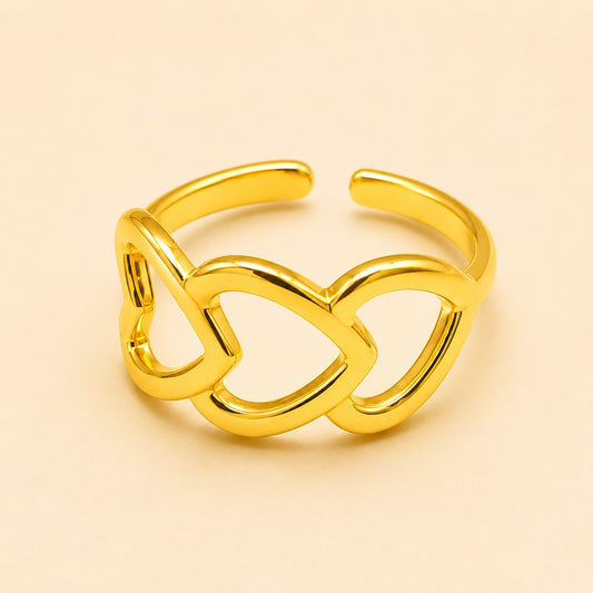 18K Gold Plated Golden Heart Link Ring