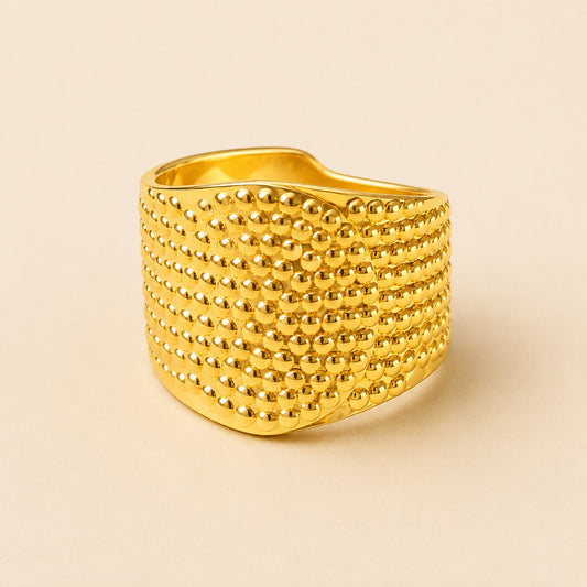 18K Gold Plated Ripple Dot Ring