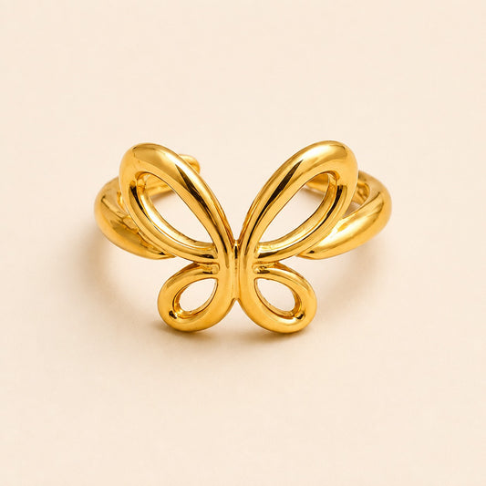 18K Gold Plated Cute Butterfly Adjustable Ring