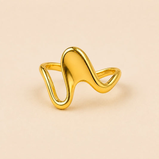 Modern Sculpted Wave Gold Ring