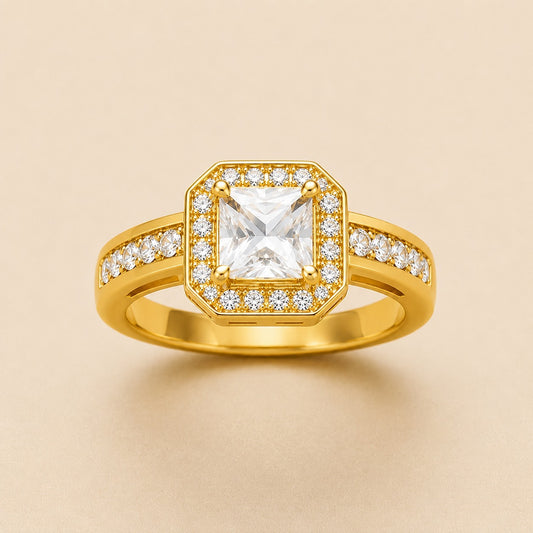 Square Gold Plated Sterling Silver Zircon Wedding Ring