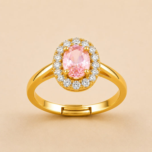 Rosy Halo Diamond Ring