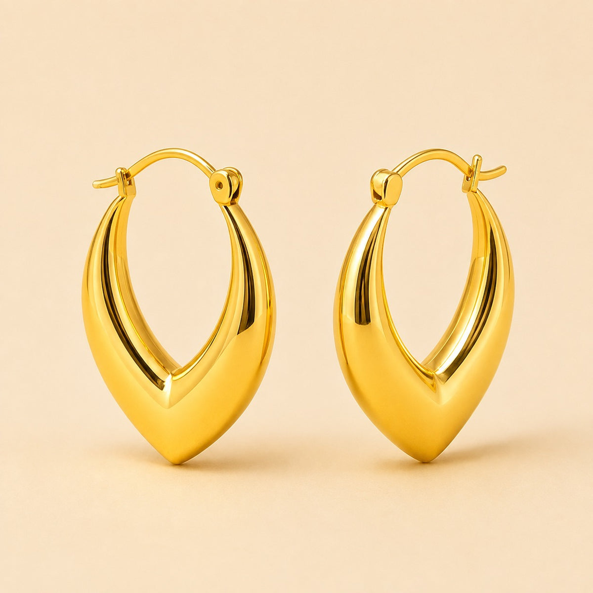 18K Gold Plated Elegant V-Drop Hoops Earring