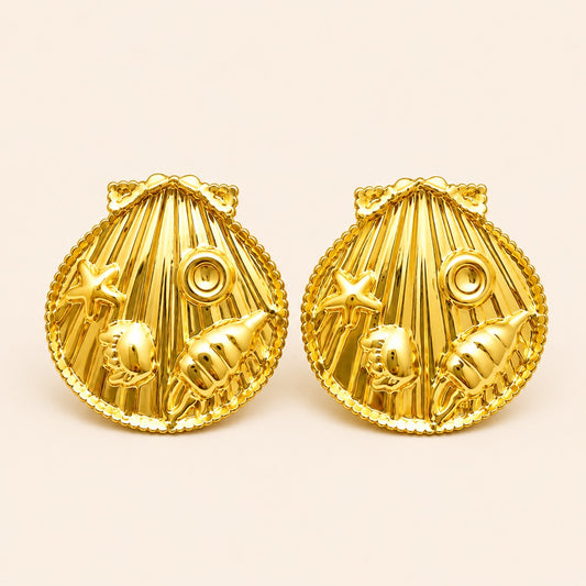 18K Gold Plated Seashell Stud Earrings