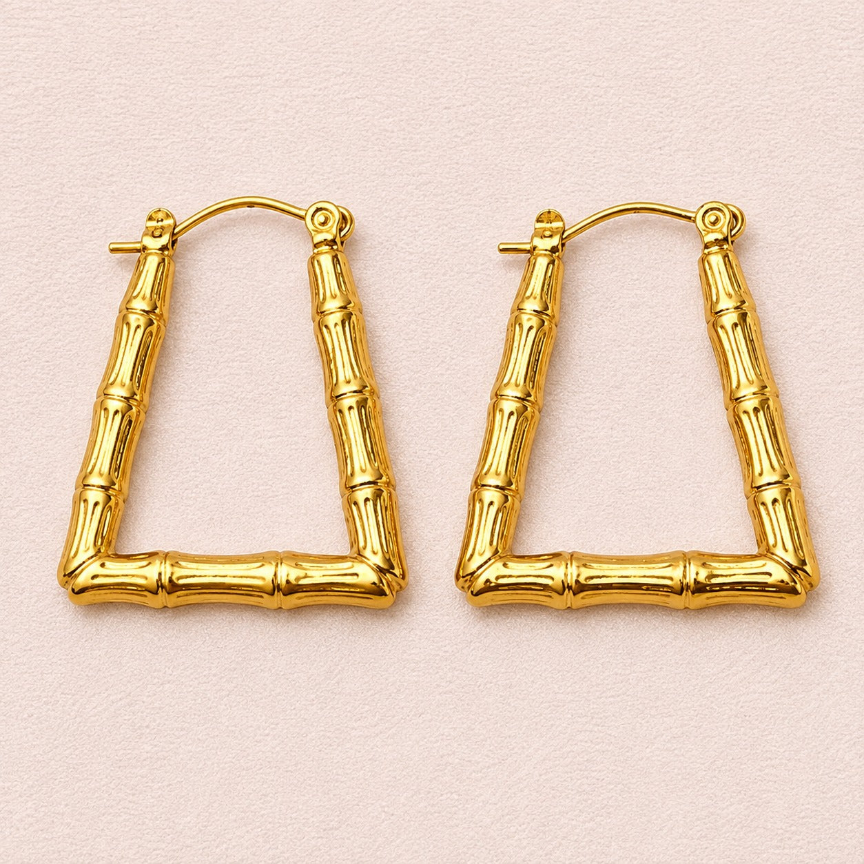 18K Gold Plated Zivara Bold Bamboo Hoop Earrings