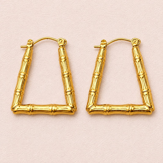 18K Gold Plated Zivara Bold Bamboo Hoop Earrings