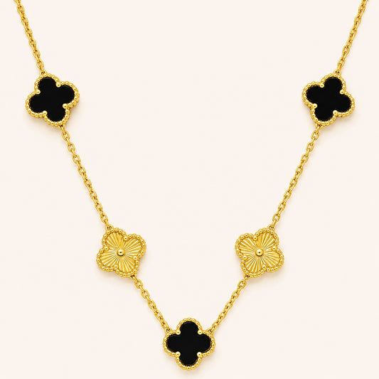Golden Black Clover Anti Tarnish Necklace