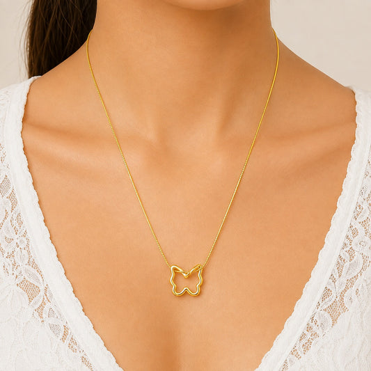 18K Gold Plated Stainless  Butterfly Shape Necklace