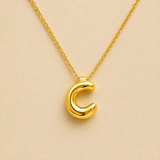 18k Gold Plated C Initial Bold Alphabet Necklace
