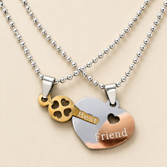 Best Friend Key Heart Matching Necklace