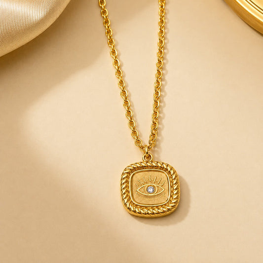 18k Gold Plated Protective Nazar Coin Necklace