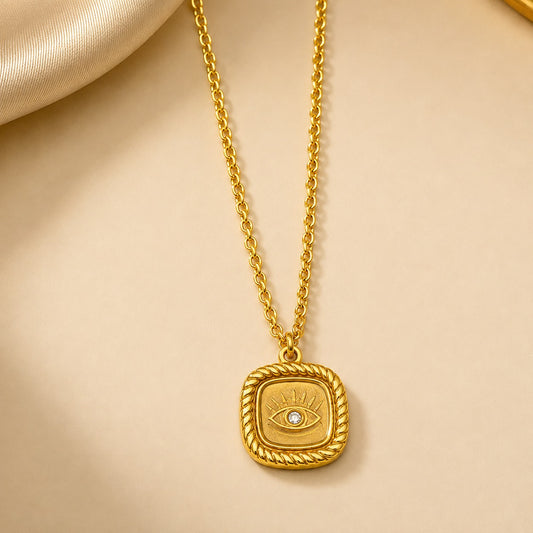 18k Gold Plated Protective Nazar Coin Necklace