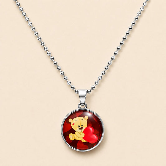 Teddy Bear Heart Pendant Necklace