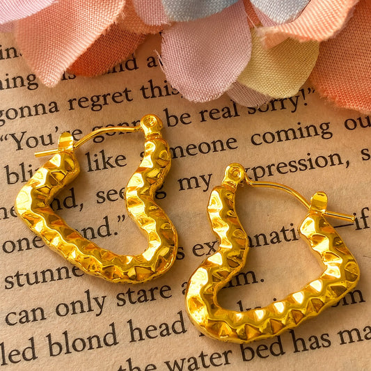 18K Gold Plated Heart Hoop Anti Tarnish Earring