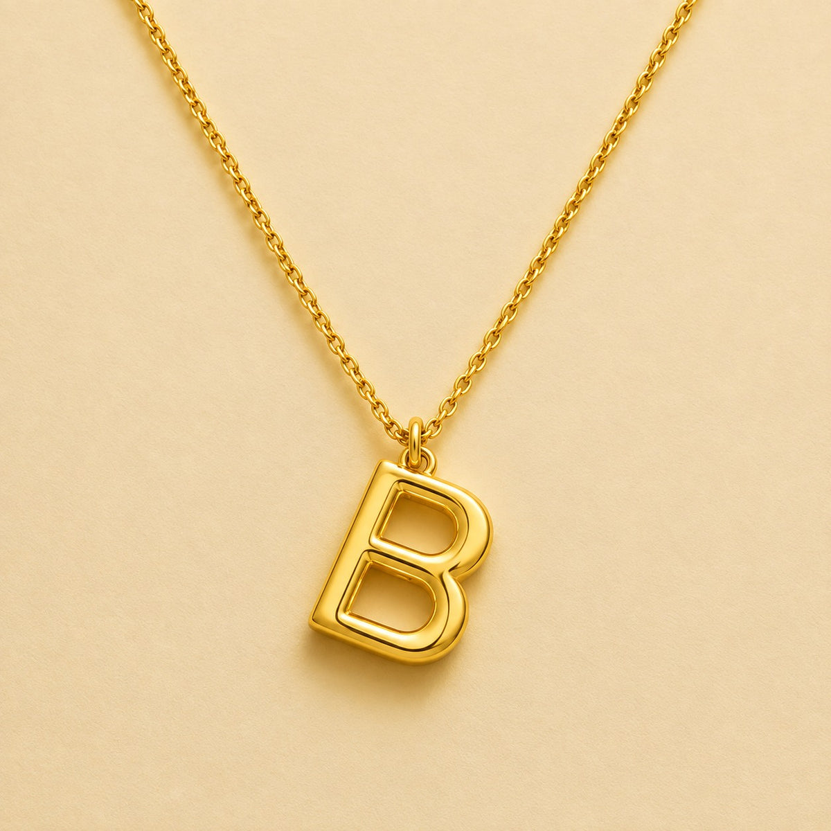 18k Gold Plated Initial Bold Alphabet B Necklace