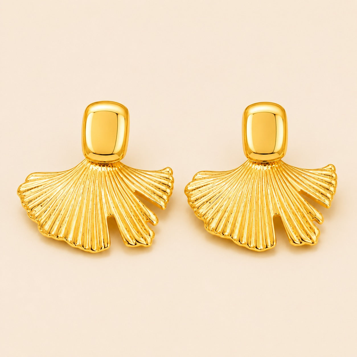 18K Gold Plated Sunburst Gold Drop Earrings