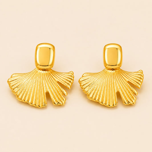 18K Gold Plated Sunburst Gold Drop Earrings