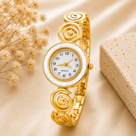 Golden Spiral Charm Bracelet Watch