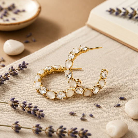 White Gem Luxury Party Hoops