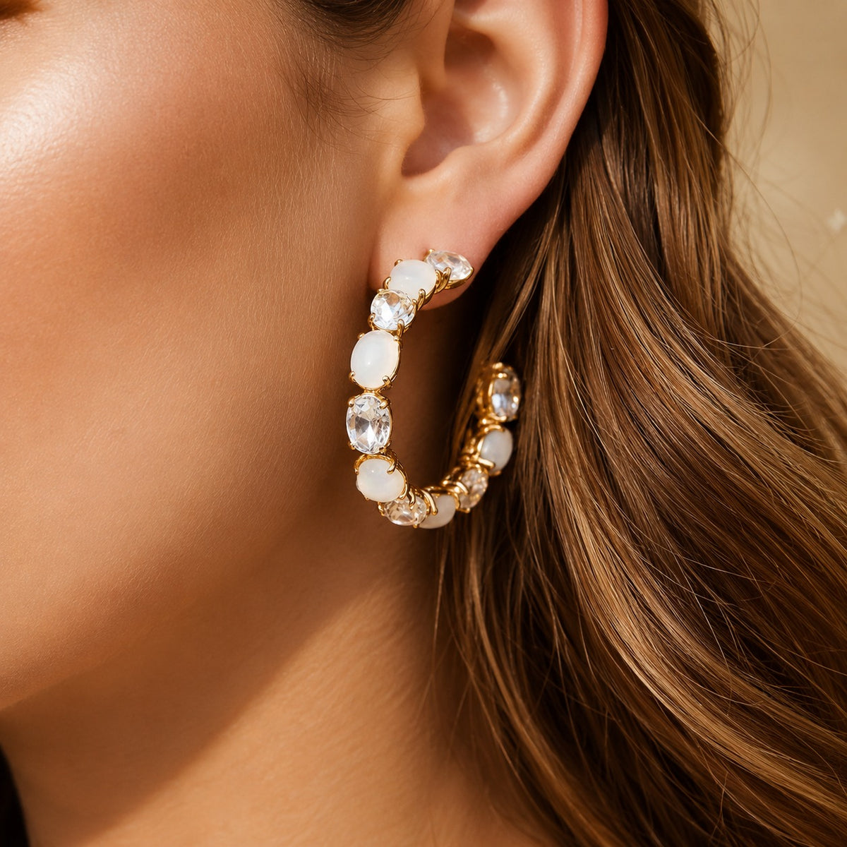 White Gem Luxury Party Hoops