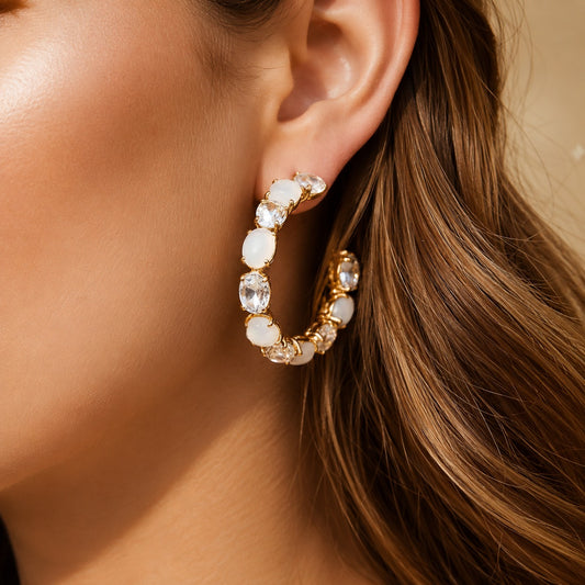 White Gem Luxury Party Hoops
