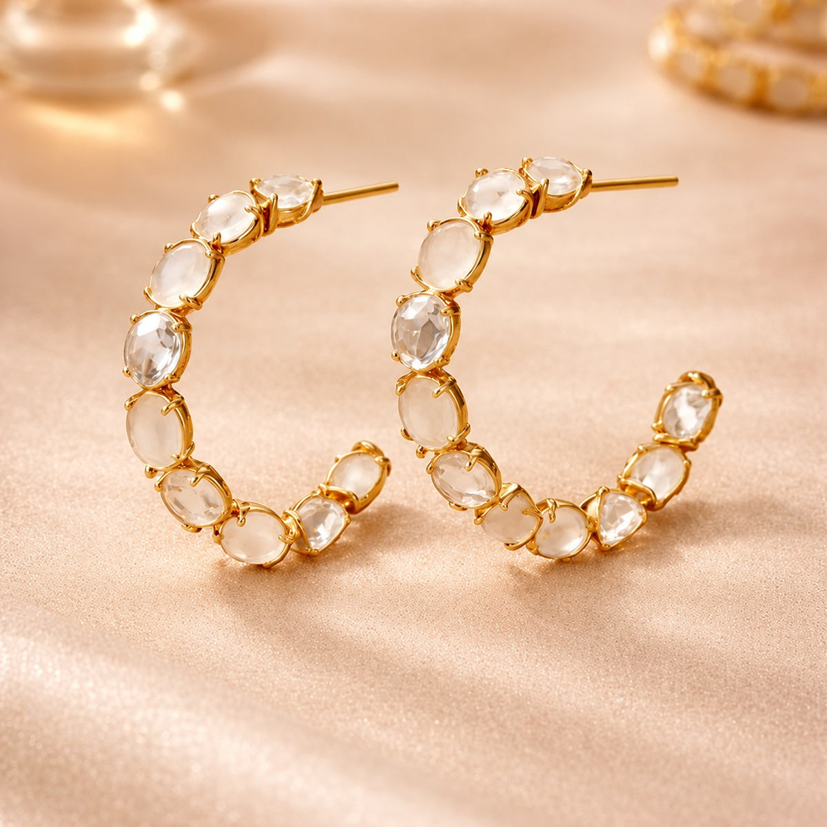White Gem Luxury Party Hoops