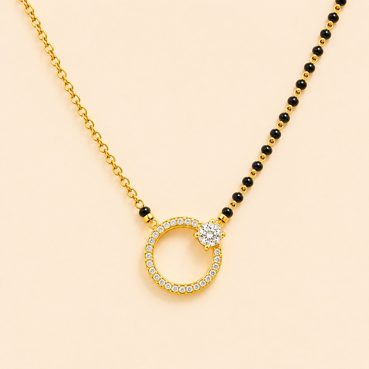 Solitaire Halo Diamond Mangalsutra