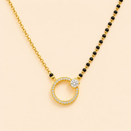 Solitaire Halo Diamond Mangalsutra