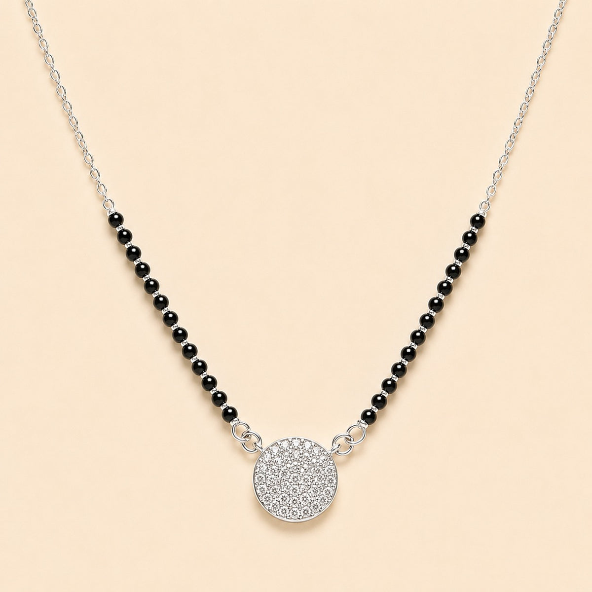Silver Sparkle Disc Mangalsutra