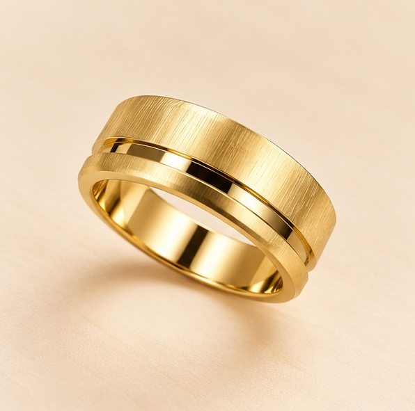 Men - 18K Gold-Plated Dual Finish Statement Band Ring