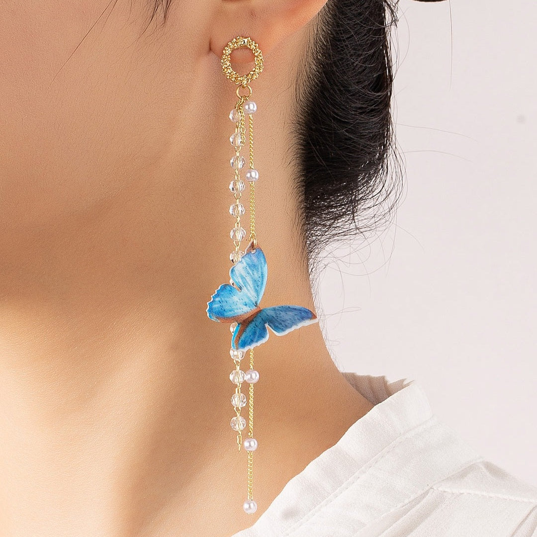 Blue Butterfly Dangle Earring