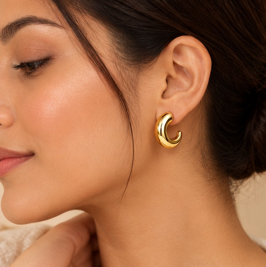 18K Gold Plated Cute Modern Hoops Anti Tarnish Earring