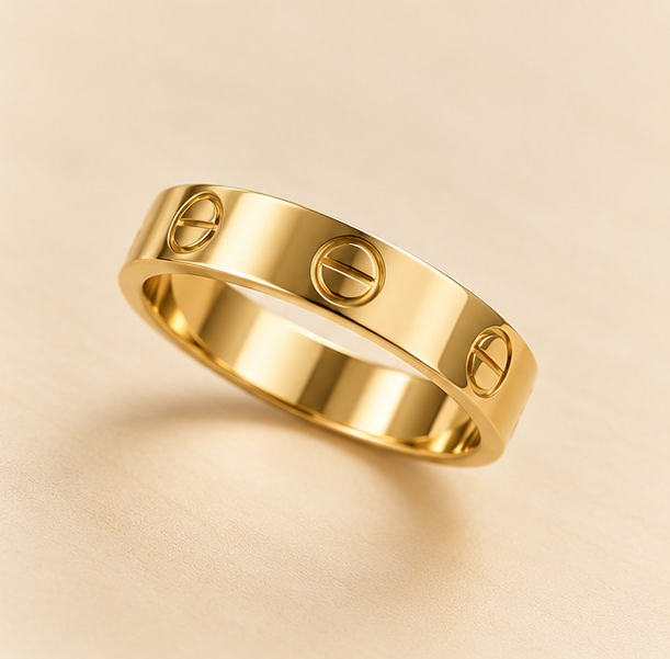 18K Gold-Plated Classic Screw Motif Band Ring