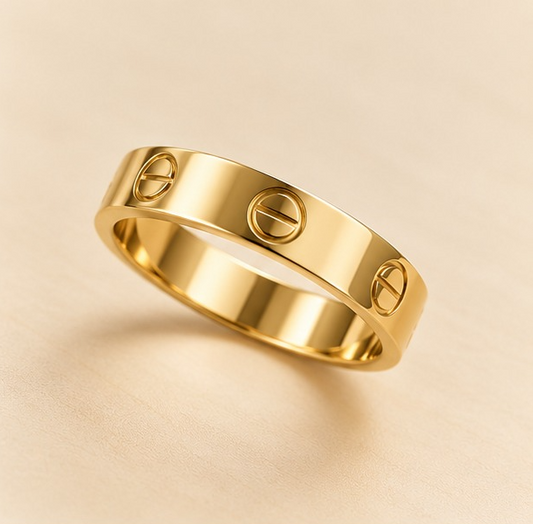 18K Gold-Plated Classic Screw Motif Band Ring