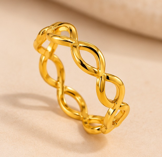 18K Gold Plated Intertwined Infinity Wave Ring