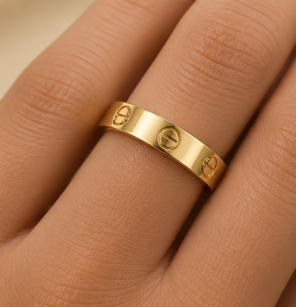 18K Gold-Plated Classic Screw Motif Band Ring