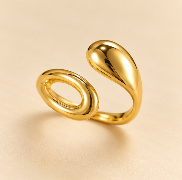 18K Gold-Plated Infinity Drop Open Ring