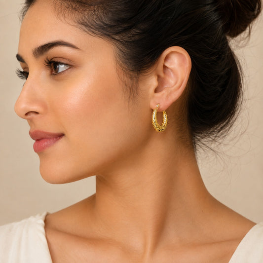 18K Gold Plated Aurelia Croc Hoops Earrings