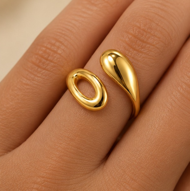 18K Gold-Plated Infinity Drop Open Ring