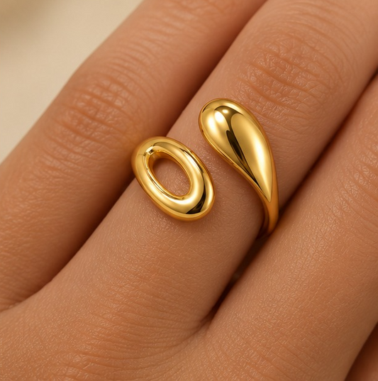 18K Gold-Plated Infinity Drop Open Ring