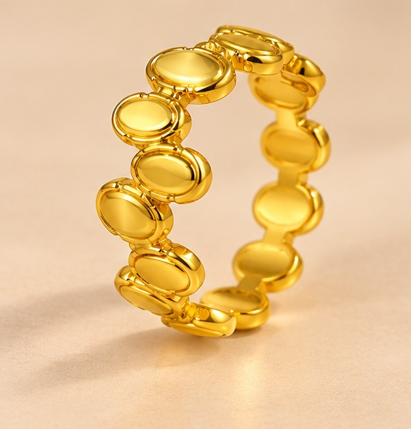 18K Gold Plated Multi Oval Disc Statement Ring