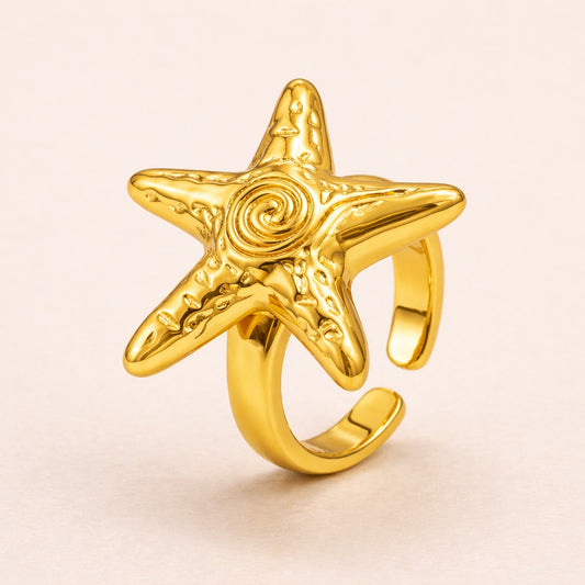18K Gold Plated Golden Starfish Ring
