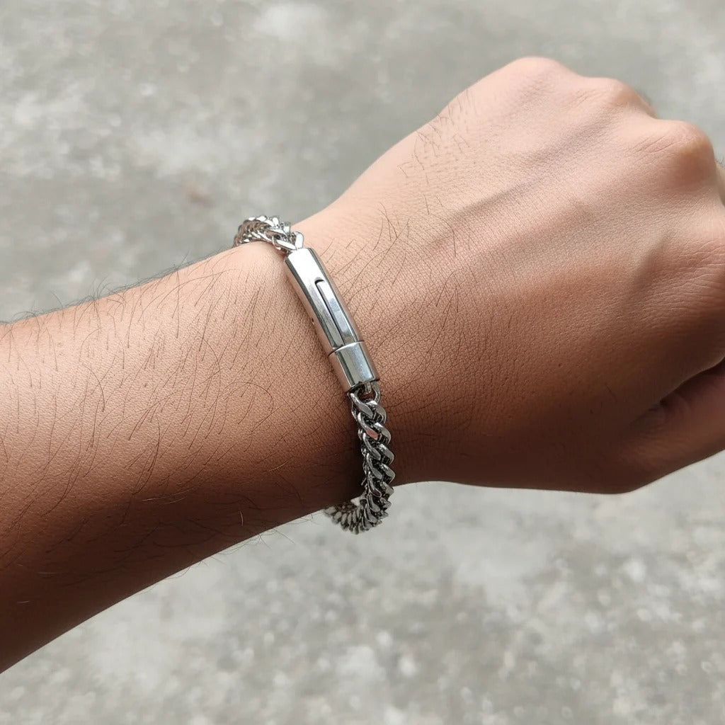 Men - Silver Braided Chain Bracelet