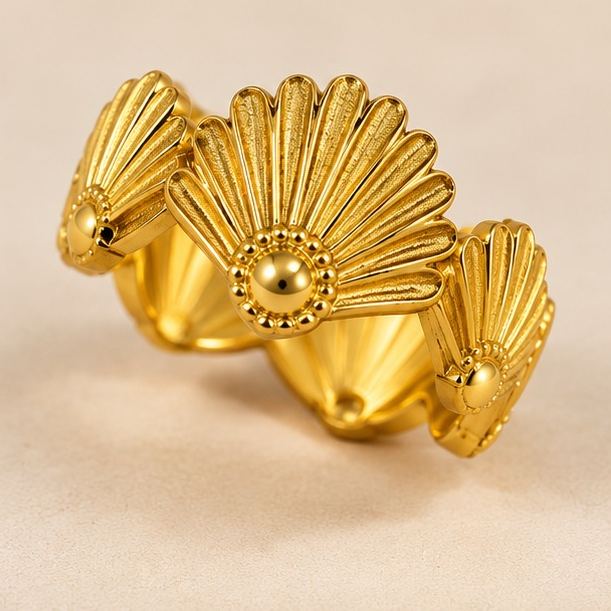 18K Gold Plated Golden Seashell Statement Ring