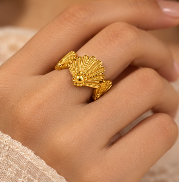 18K Gold Plated Golden Seashell Statement Ring