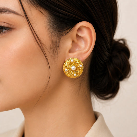18K Gold Plated Golden Heritage Waterproof Pearl Earrings