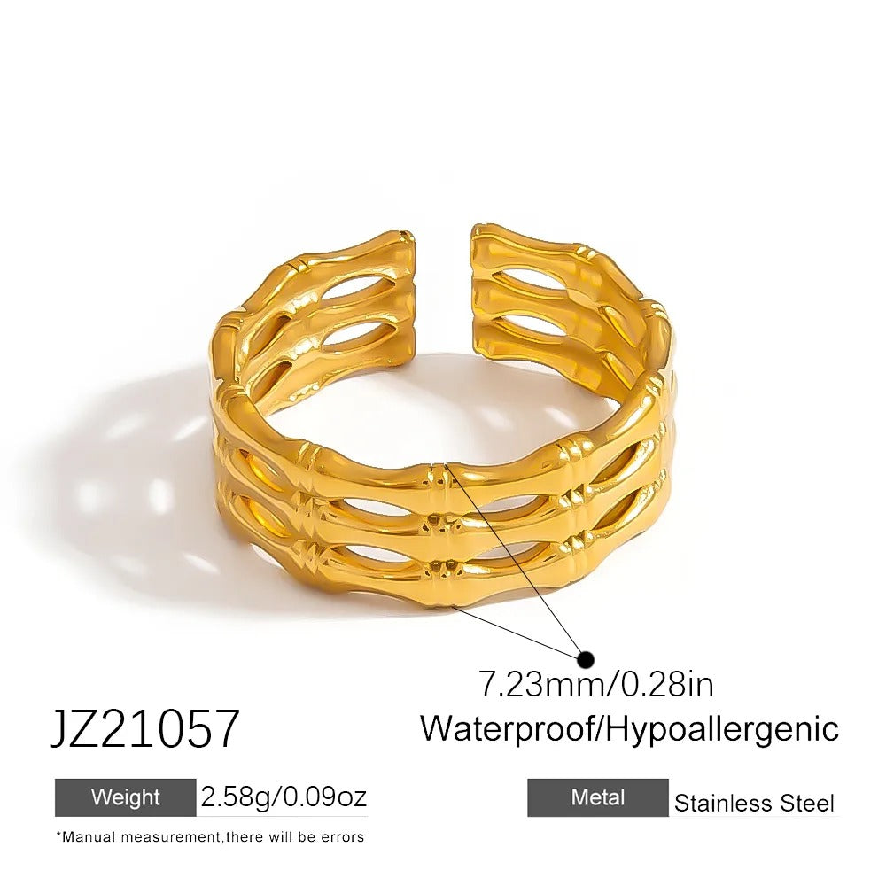 18K Gold-Plated Woven Vine Adjustable Ring